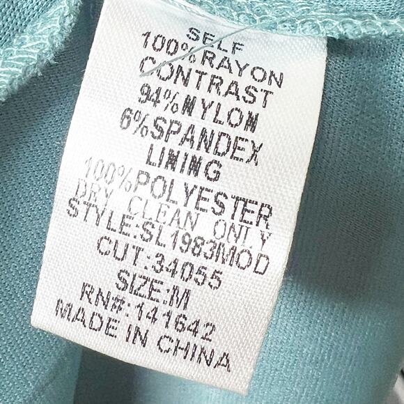 SHE & SKY Lace Mini Dress V-Neck Button Front Cap Sleeve Teal Blue Size Medium - Picture 8 of 10